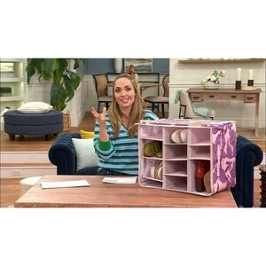 Periea Organisers - 1 Medium, 1 Large Collapsible Storage Blush Floral Pattern